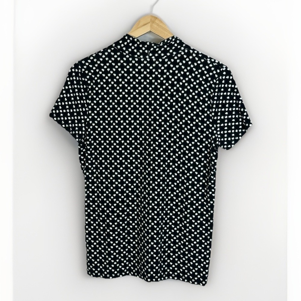 Talbots Black Polka Dot Pullover Blouse Women's Medium V-Neck Short Sleeve - Picture 6 of 6